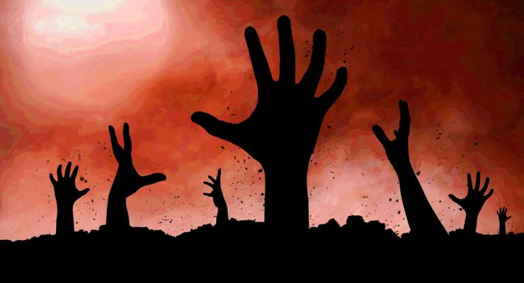 They're back! Zombie hands reach out from the grave.